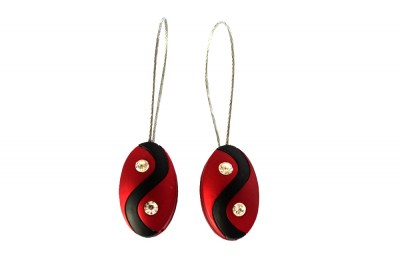 Set 2 magneti decorativi Velaria  cu sufa metalica 13 cm, rosu/negru [1]