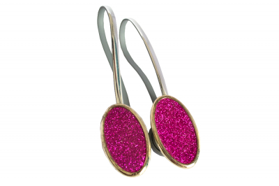 Set 2 magneti Velaria decorativi ovali cu sclipici si sufa metalica 13 cm [1]
