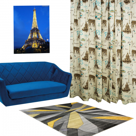 Set Draperie Velaria In Paris Blue, 2*140x250 cm [1]