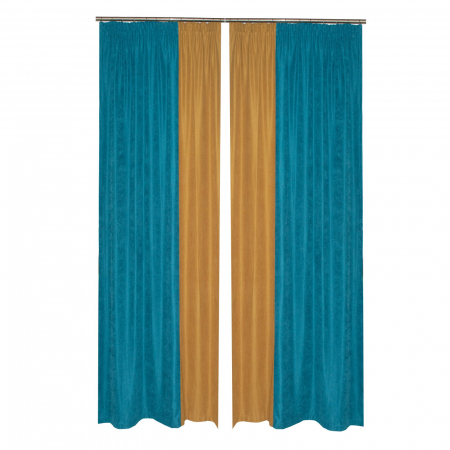 Set draperii turcoaz cu parte mustar, 2x150x240 cm [2]