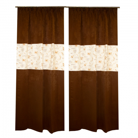 Set draperii Velaria, maro cu model ierburi italiene, 2*130x250 cm [2]