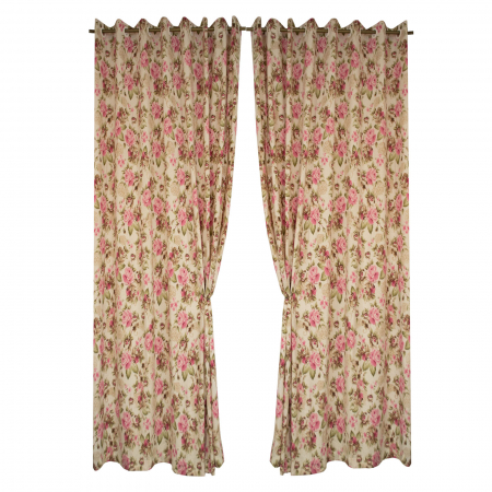 Set draperii floral roz cu capse, 2*235x230 cm [0]