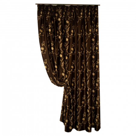 Draperii clasic - Draperie blackout wenge cu flori, 250x260 cm