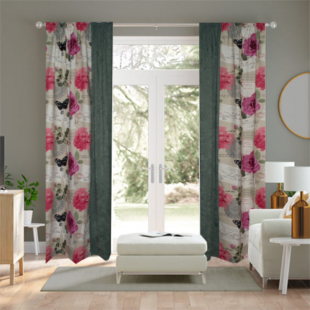 Draperii moderne - Set draperii floral cu fluturi, 1*160x260 cm