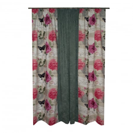 Set draperii floral cu fluturi, 1*160x260 cm [1]