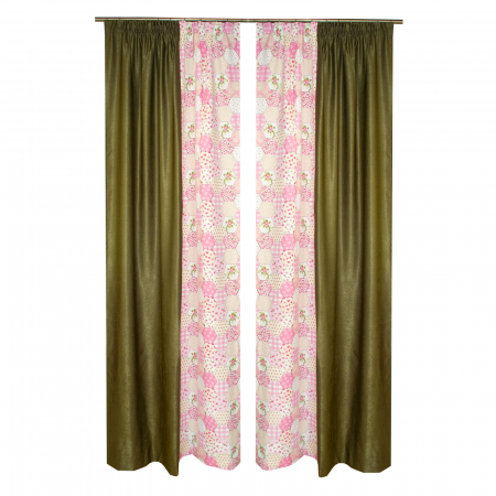 Draperii la oferta - Set draperii fagure roz, 2*130x260 cm