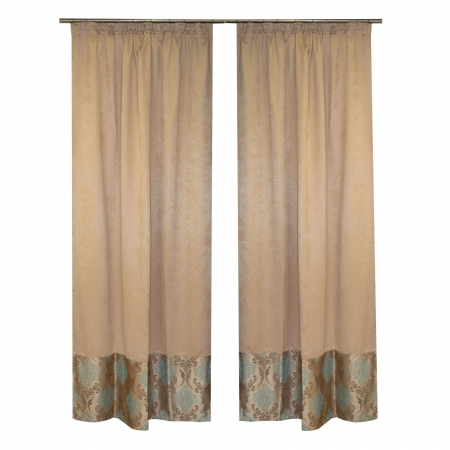 Set draperii soft crem cu baroc turcoaz, 2*125x260 cm [2]