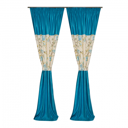 Draperii moderne - Set draperii floral turcoaz, 2*120x270 cm