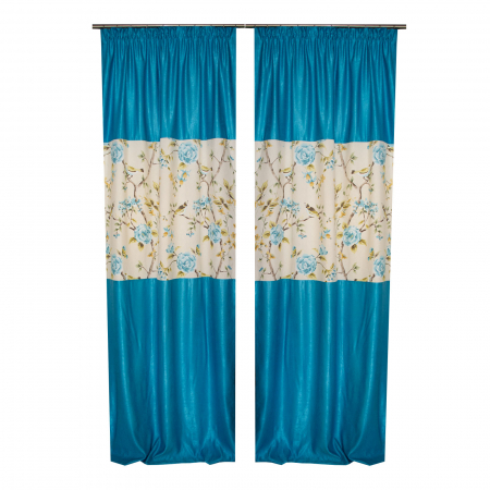 Set draperii floral turcoaz, 2*120x270 cm [2]