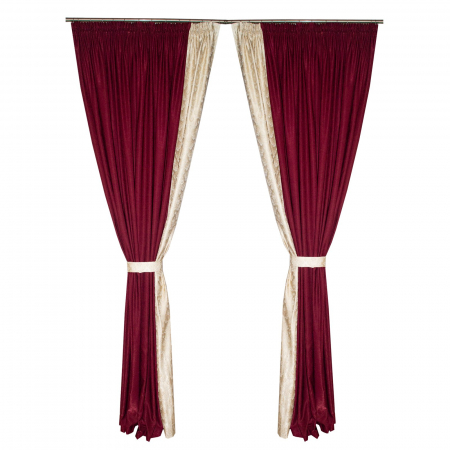 Set draperii grena cu imprimeu baroc auriu, 2x245x265 cm [0]