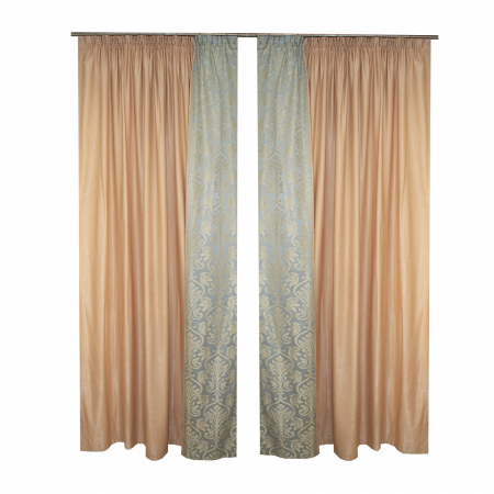 Draperii moderne - Set draperii bej cu model baroc, 2*180x255 cm
