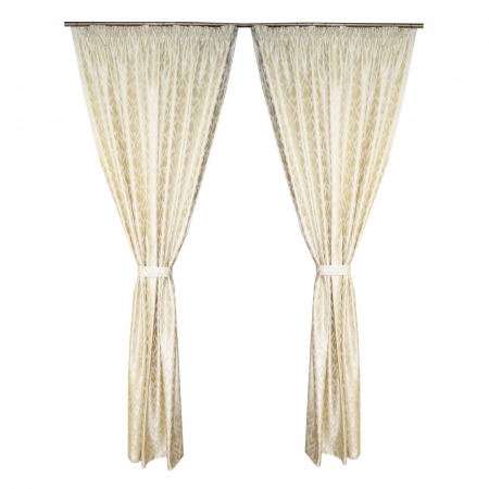 Set draperii tafta romb unt, 2*150x250 cm [0]
