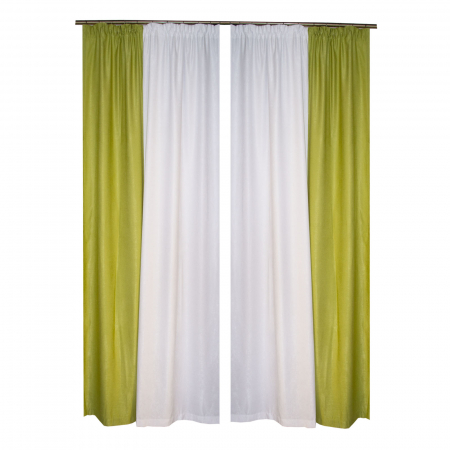 Set draperii soft alb cu parte verde, 2x140x250 cm [2]