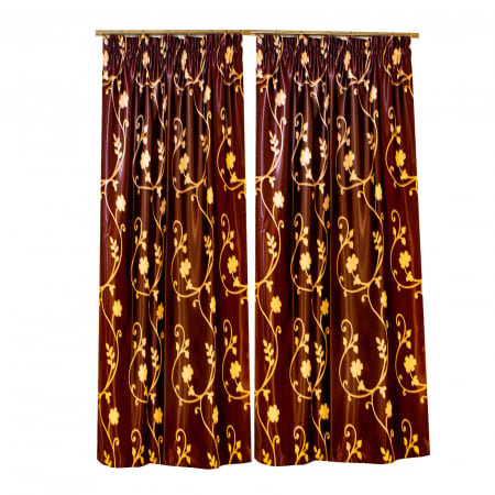 Draperii clasic - Set draperii blackout wenge cu flori, 2*110x145 cm