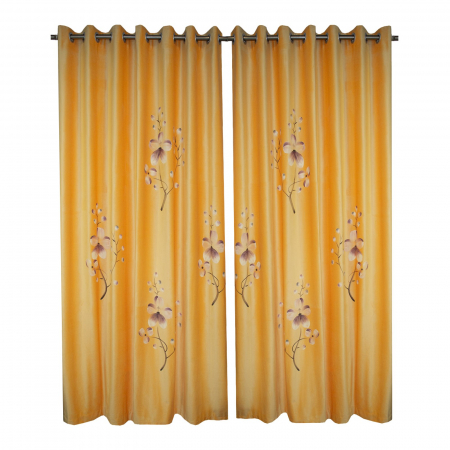 Set draperii Velaria, orhidee galbena cu capse, 2*180x240 cm [0]