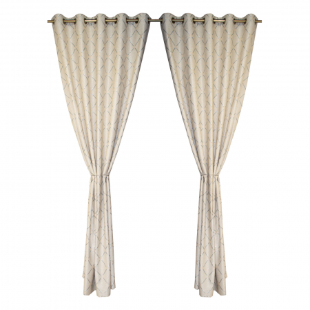 Set draperii tafta bej cu romburi gri cu capse [2]