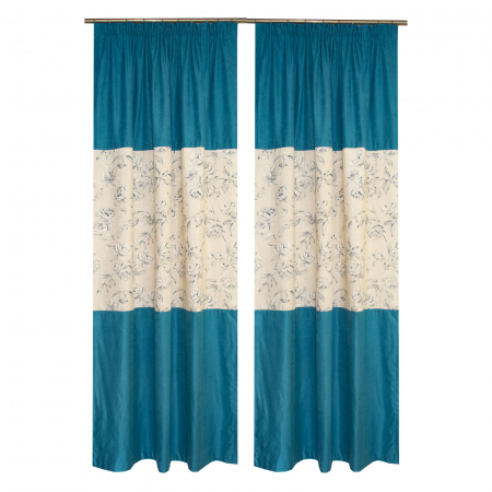 Set draperii cu trandafiri turcoaz, 2*120x210 cm [1]