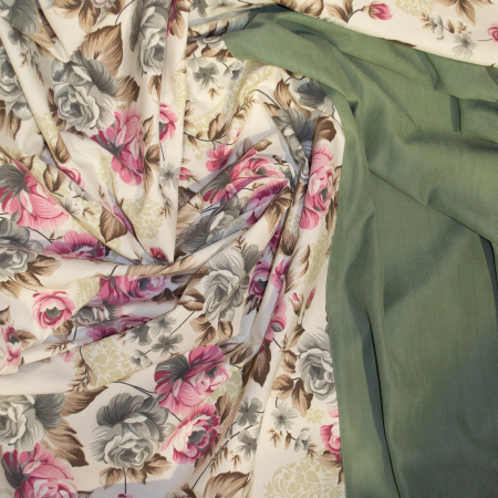 Set draperii florale cu parte verde, 2x120x235 cm [1]