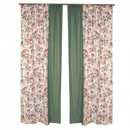 Set draperii florale cu parte verde, 2x120x235 cm [2]