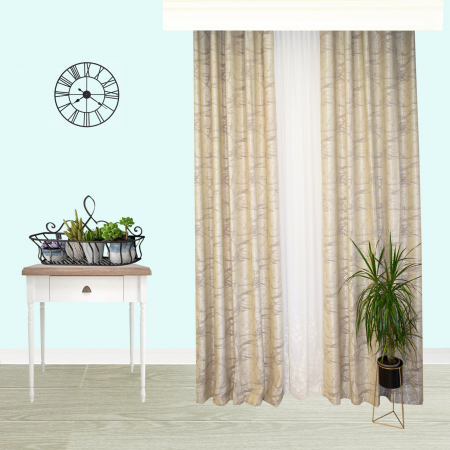 Draperii moderne - Set draperii Velaria bej cu rejansa, 2x150x260 cm