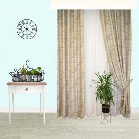 Set draperii Velaria bej cu rejansa, 2x150x260 cm [2]