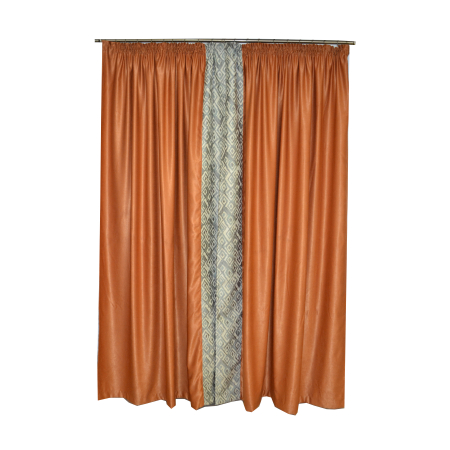 Set draperii Velaria caramizii cu imprimeu geometric, 2x155x250 cm [1]