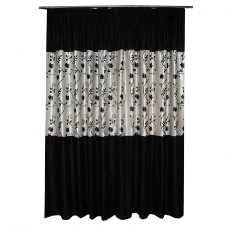 Set draperii Velaria negre cu flori, 2x150x240 cm [4]