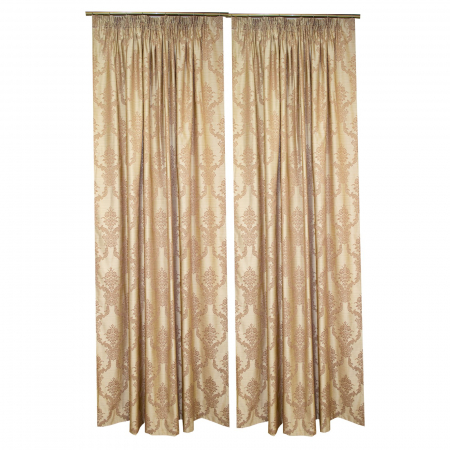 Draperii moderne - Set draperii Velaria tafta bej cu imprimeu floral, 2x210x260 cm