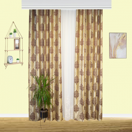 Draperii moderne - Set draperii Velaria baroc wenge cu rejansa, 2x150x260 cm