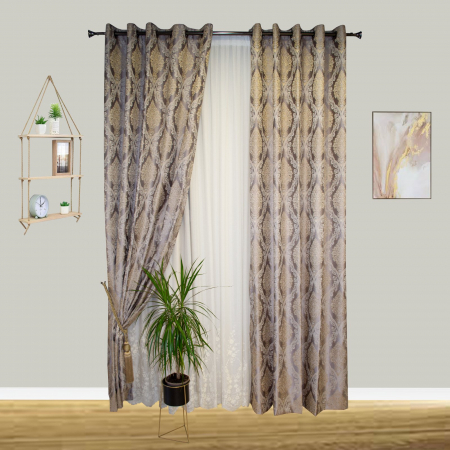 Set draperii Velaria tafta premium gri cu capse, 2x150x260 cm [2]