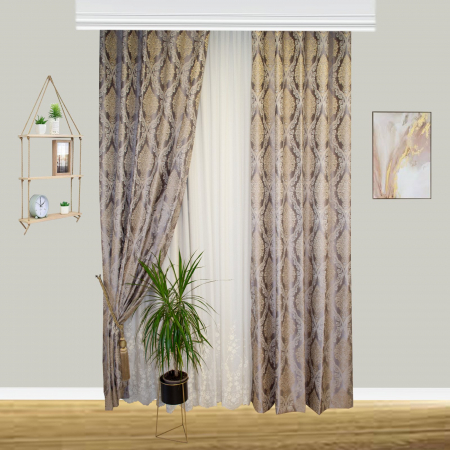 Set draperii Velaria tafta premium gri cu rejansa, 2x150x260 cm [2]