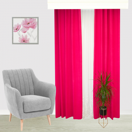 Draperii moderne - Set draperii Velaria milas roz cu rejansa, 2x150x260 cm