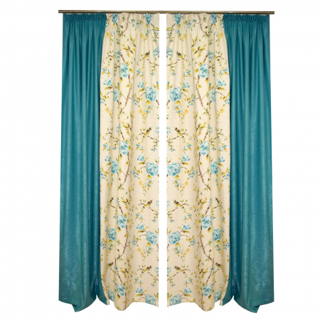 Set draperii Velaria flori turcoaz, 2x170x265 cm [2]