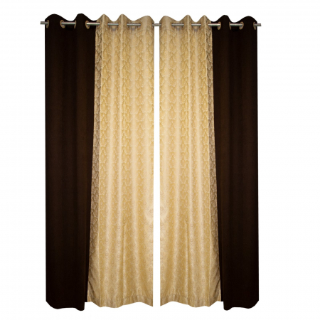 Set draperii Velaria maro cu imprimeu baroc auriu, 2x140x240 cm [0]