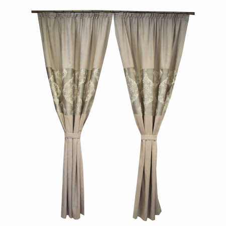 Draperii unicat - Set draperii Velaria silver cu model baroc, 2*120x225 cm