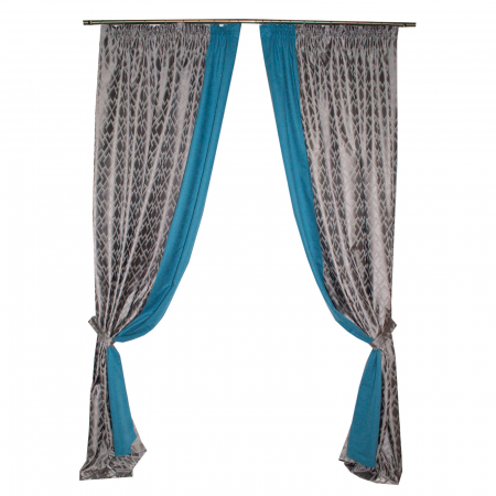 Set draperii Velaria romb gri cu turcoaz, 2x140x280 cm [0]