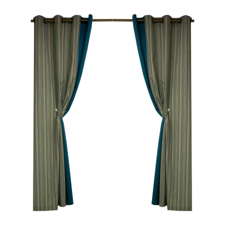 Draperii de lux - Set draperii Velaria suet turcoaz cu dungi, 2x220x221 cm