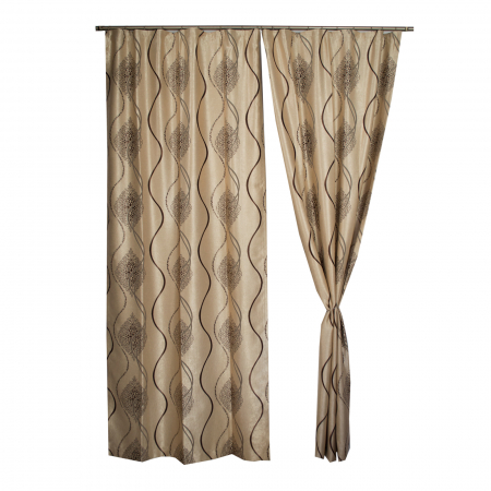 Set draperii Velaria bej cu model wenge, 2*115x245 cm [0]
