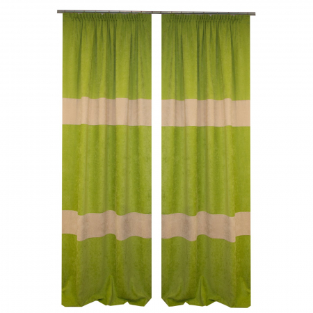 Set draperii Velaria verde cu dungi bej, 2x130x270 cm [1]