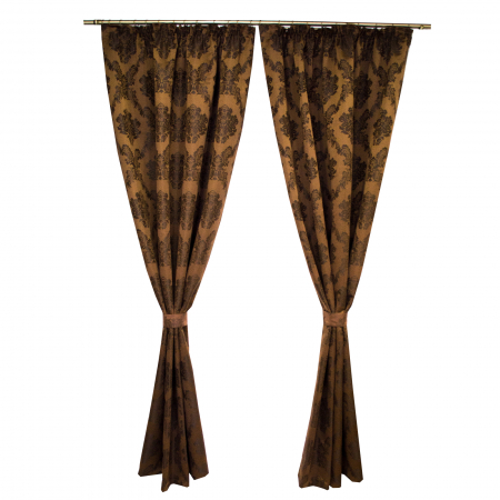 Draperii la oferta - Set draperii Velaria tafta baroc maro 2x145x245 cm