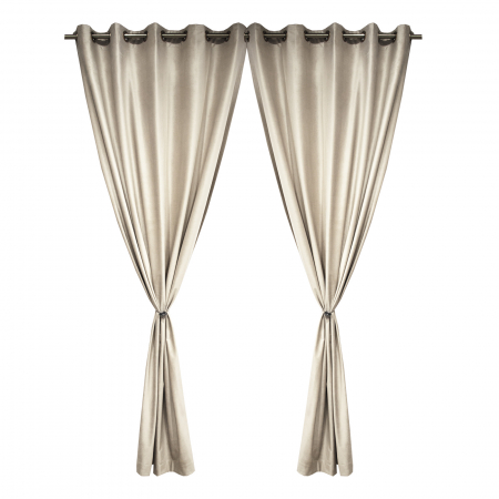 Draperii la oferta - Set draperii Velaria catifea bej cu capse, 2*140x240 cm