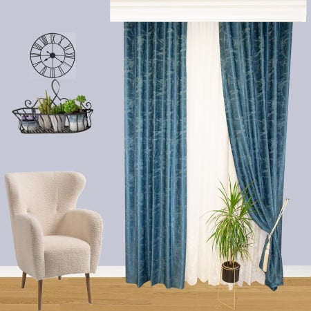 Set draperii Velaria albastre cu rejansa, 2x150x260 cm [2]
