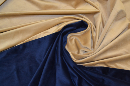 Set draperii Velaria catifea navy cu bej, 2x150x260 cm [3]