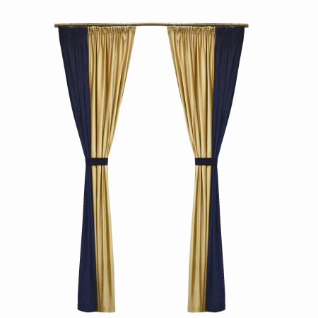 Draperii - Set draperii Velaria catifea navy cu bej, 2x150x260 cm