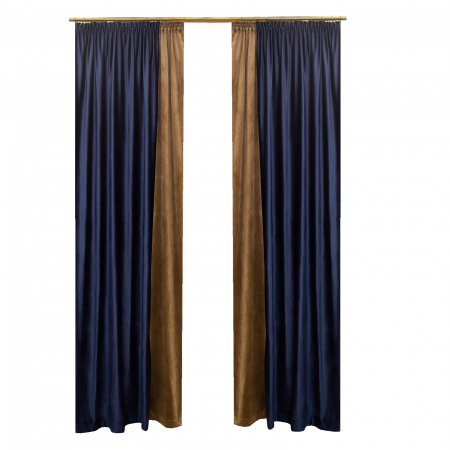 Set draperii Velaria catifea navy cu maro, 2x140x260 cm [1]