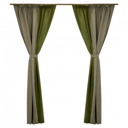 Draperii - Set draperii Velaria suet verde cu gri, 2x140x250 cm