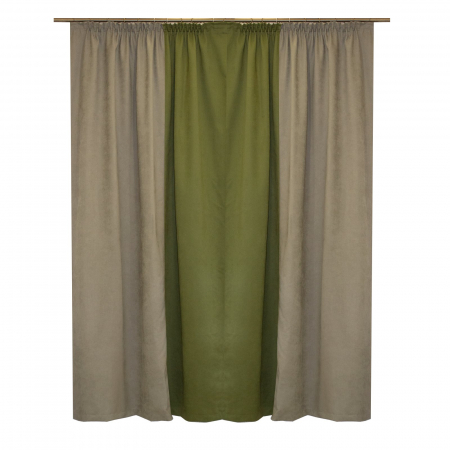 Set draperii Velaria suet verde cu gri, 2x140x250 cm [1]