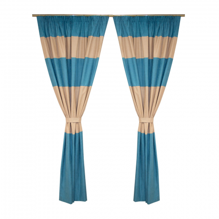 Set draperii Velaria dungi turcoaz-bej, 2x145x260 cm [0]