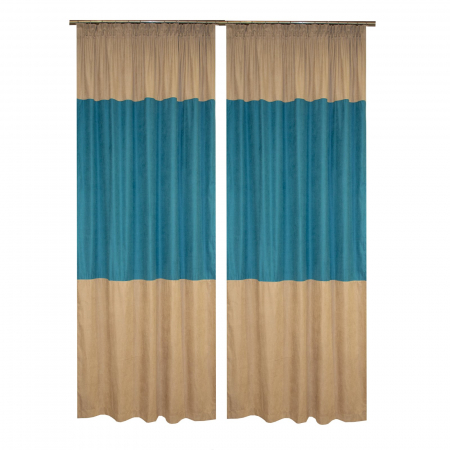 Draperii moderne - Set draperii Velaria albastra cu parte cappuccino, 2*150x220 cm
