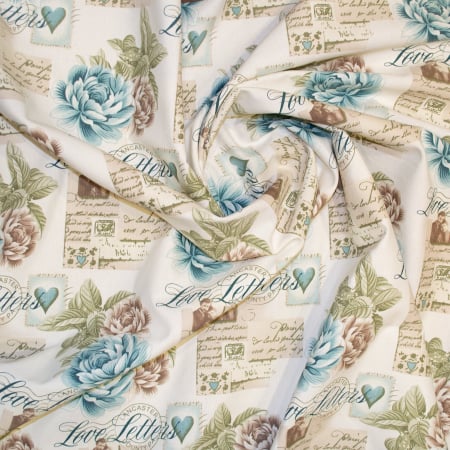 Set draperii Velaria love letters turquoise cu parte maro, 2*150x245 cm [1]